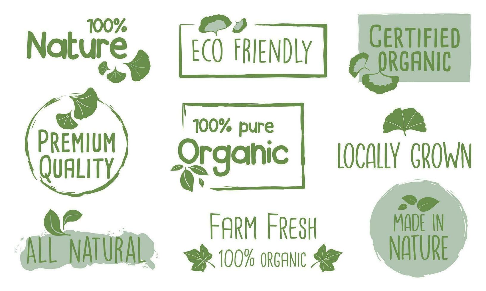 organisch Essen, gesund Leben und natürlich Produkt Etiketten und Abzeichen zum Essen Markt, E-Commerce, organisch Produkte Förderung. vektor
