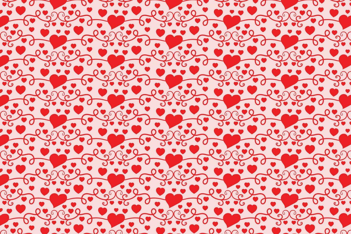gedeiht wirbelnd Herzen nahtlos Muster, abstrakt Herzen wirbelt Muster, Valentinsgrüße Tag elegant nahtlos Hintergrund, lockig Herzen wiederholen Hintergrund, rot Liebe romantisch Textur Verpackung Papier vektor