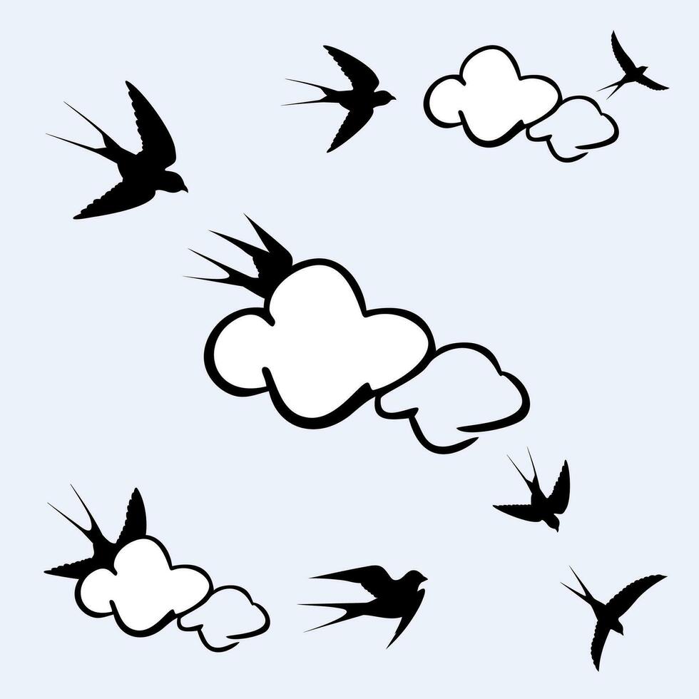 fåglar cirkulerande hög i de himmel vektor