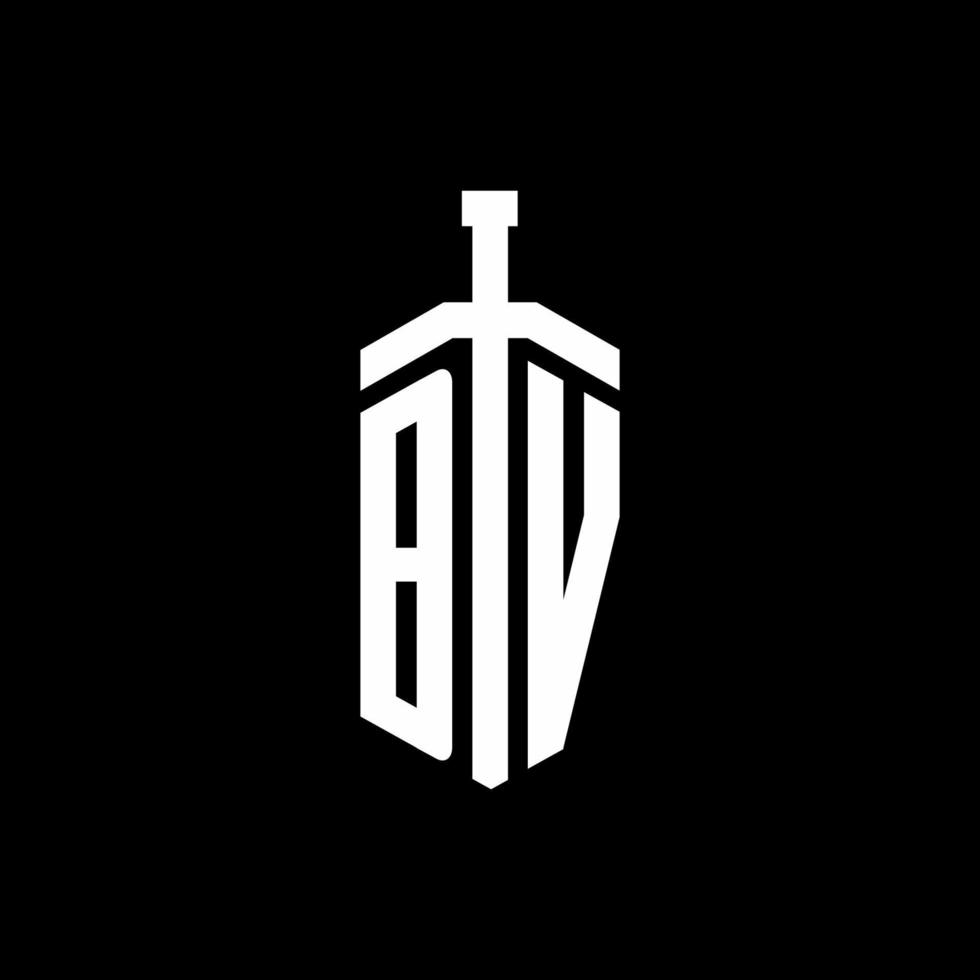 bv logo monogram med svärd element band formgivningsmall vektor