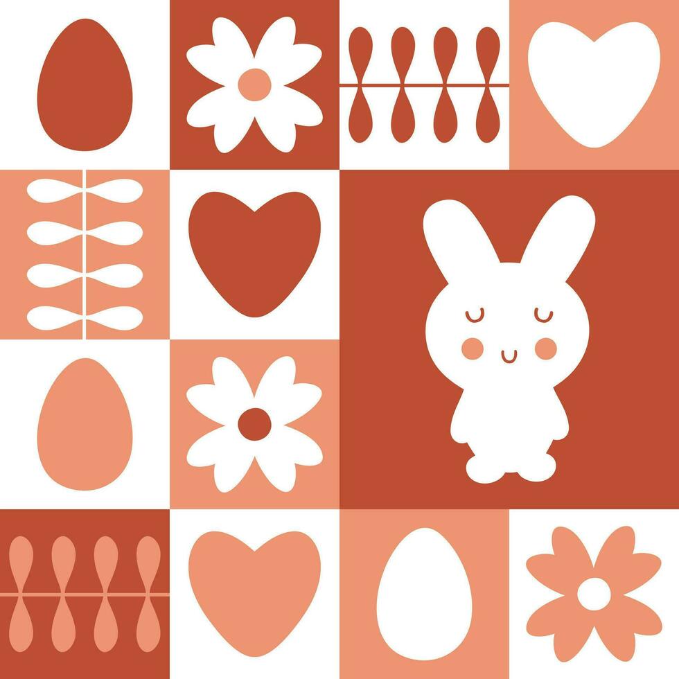 Spaß Ostern Muster mit süß lächelnd Kaninchen und Eier. perfekt drucken zum Papier, Textil- und Stoff. großartig Design zum irgendein Projekt. vektor
