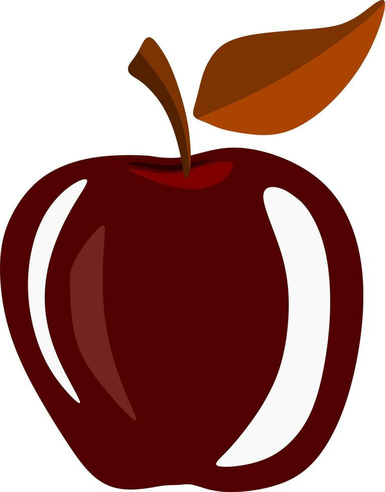 ett äpple med löv på vit vektor