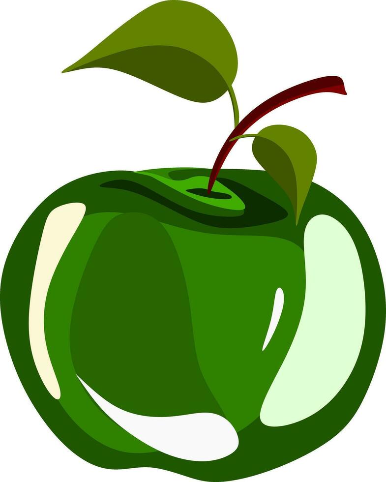 en grön äpple med löv vektor