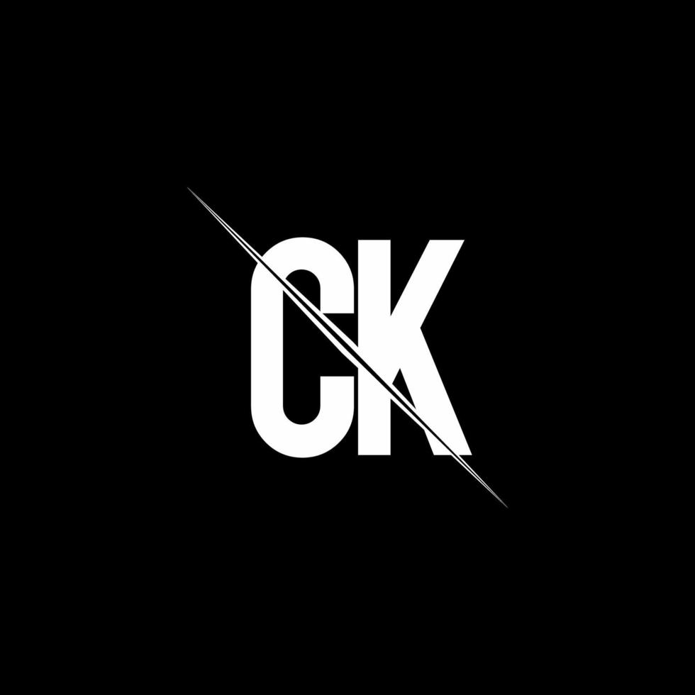 ck -logotypmonogram med formmall för snedstreck vektor