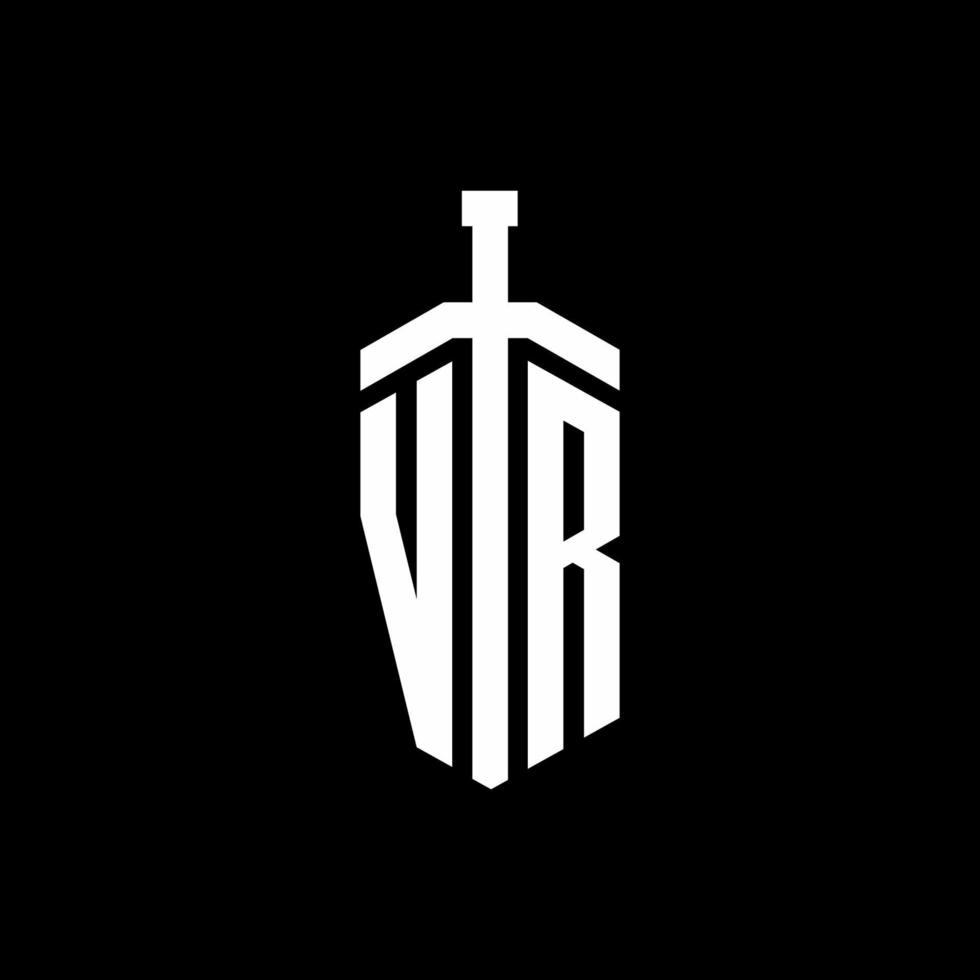 vr logotyp monogram med svärd element band formgivningsmall vektor