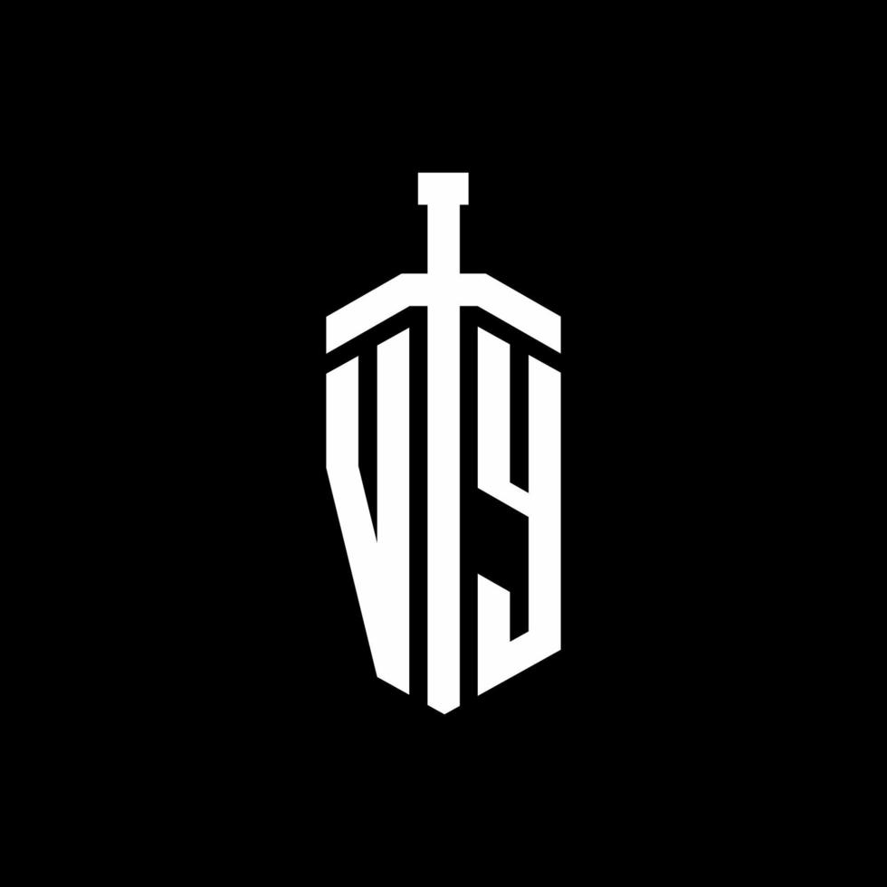 vy logo monogram med svärd element band formgivningsmall vektor