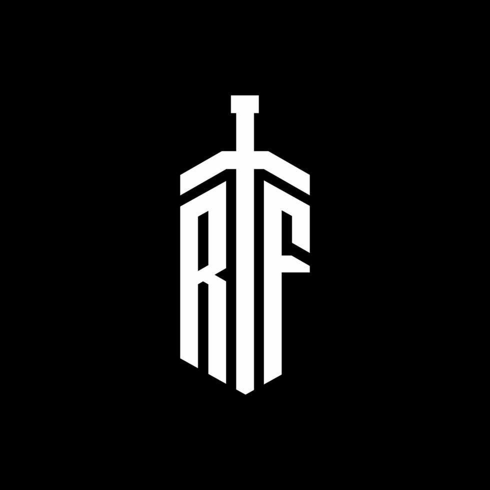 rf-Logo-Monogramm mit Schwertelement-Band-Design-Vorlage vektor