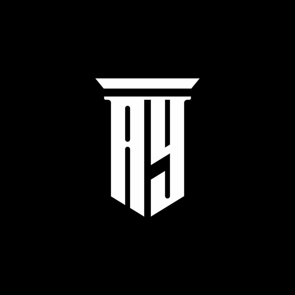 ay-Monogramm-Logo mit Emblem-Stil auf schwarzem Hintergrund isoliert vektor