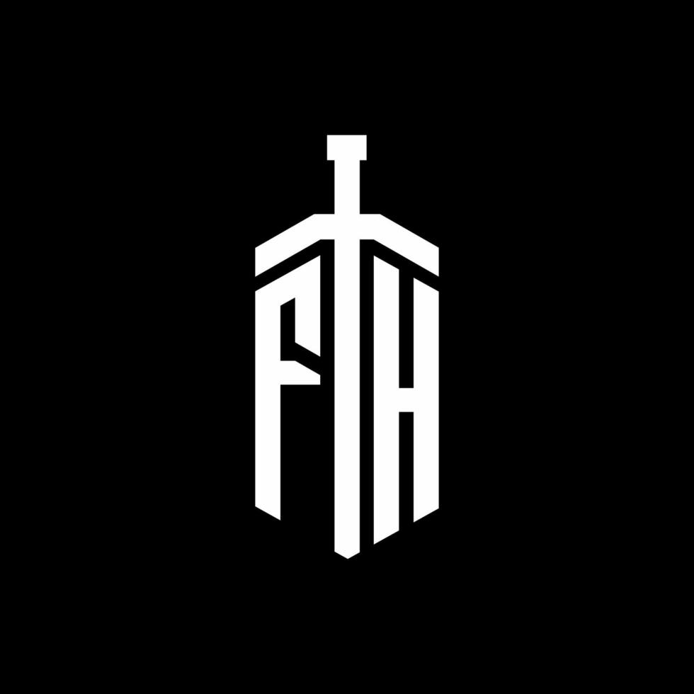 fh-Logo-Monogramm mit Schwertelement-Band-Design-Vorlage vektor