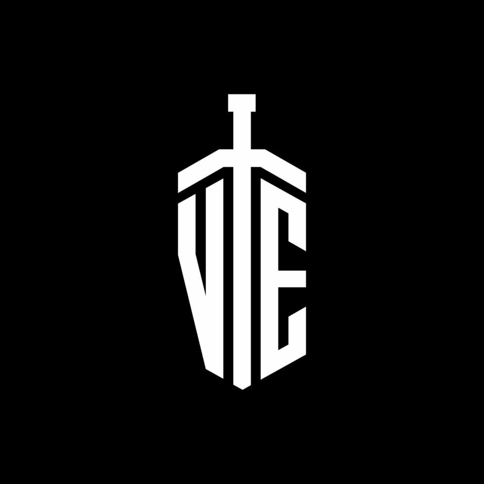 ve-Logo-Monogramm mit Schwertelement-Band-Design-Vorlage vektor