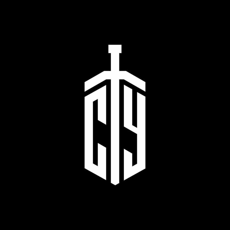 Cy-Logo-Monogramm mit Schwertelement-Band-Design-Vorlage vektor
