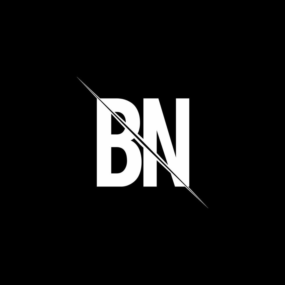 bn -logotypmonogram med formmall för snedstreck vektor