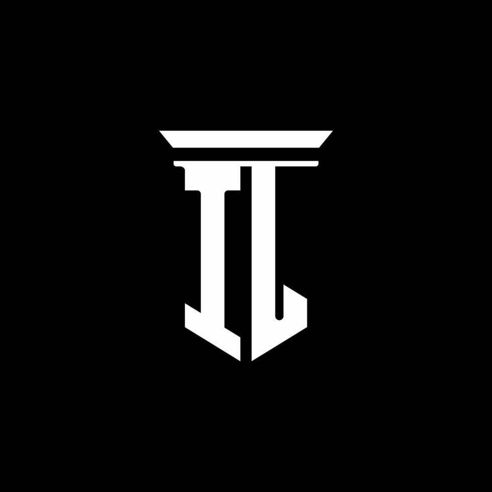 Il Monogramm-Logo mit Emblem-Stil auf schwarzem Hintergrund isoliert vektor