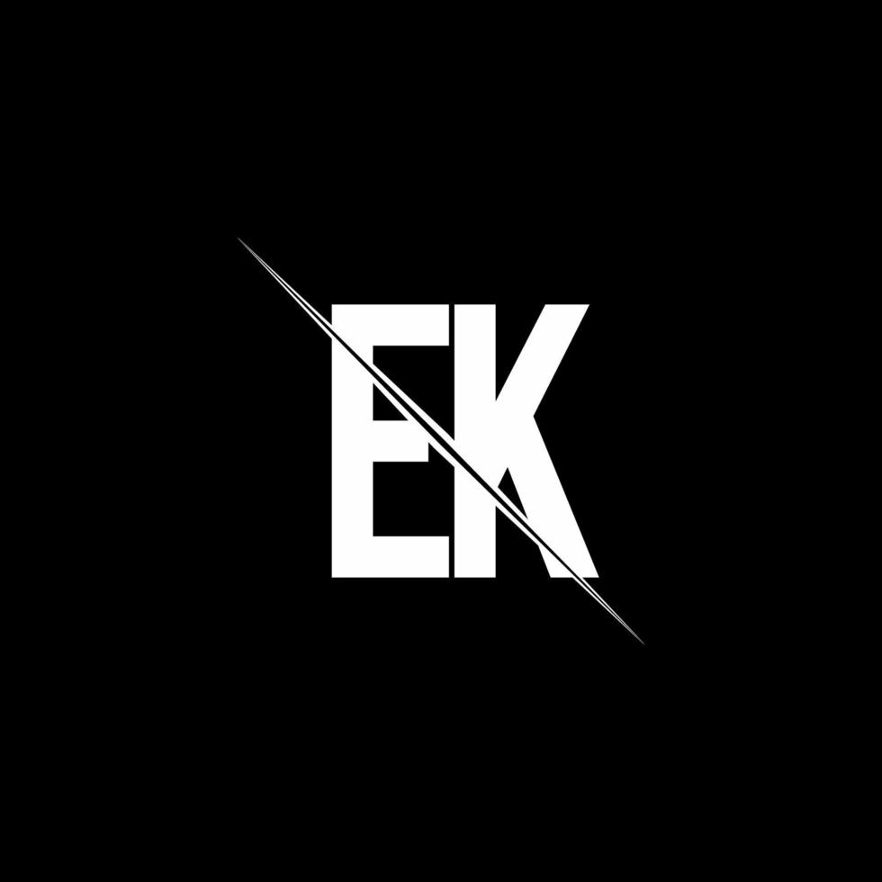 ek-Logo-Monogramm mit Slash-Design-Vorlage vektor