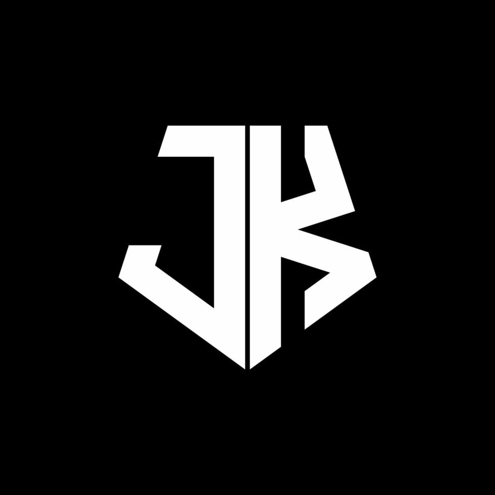 jk -logotypmonogram med formmall för pentagonform vektor