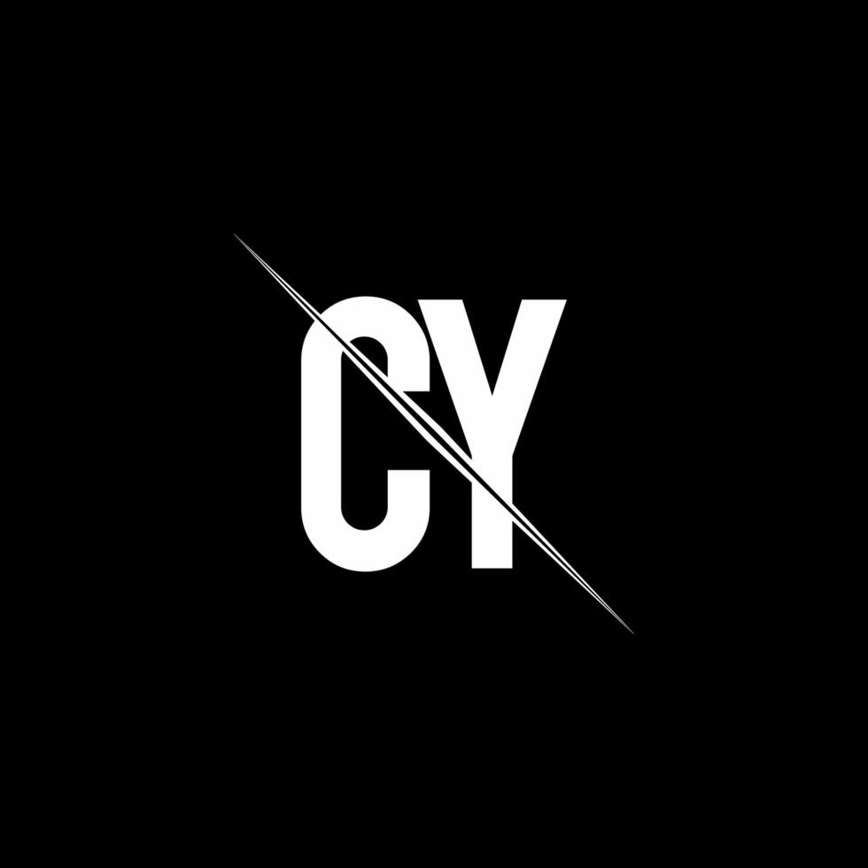 cy logotypmonogram med snedstreckad designmall vektor