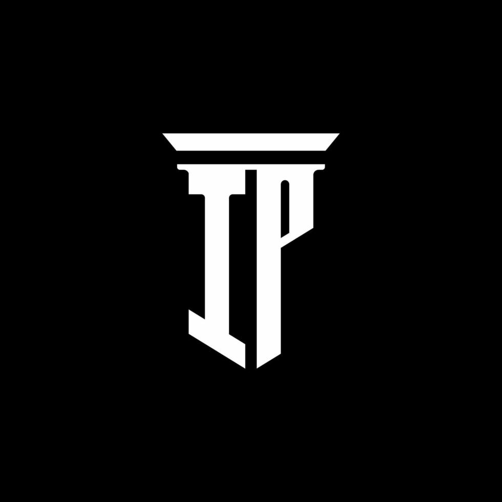 ip monogram logotyp med emblem stil isolerad på svart bakgrund vektor