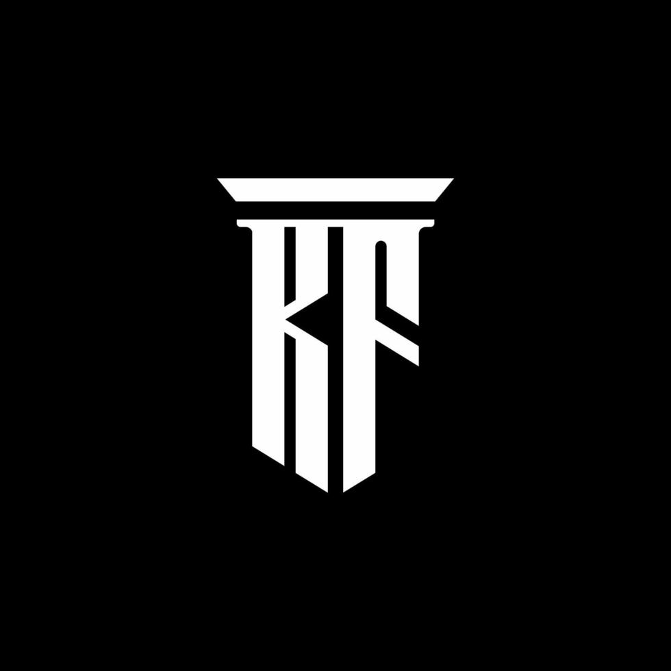 kf-Monogramm-Logo mit Emblem-Stil auf schwarzem Hintergrund isoliert vektor