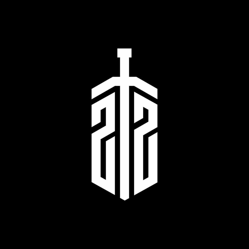 zz logo monogram med svärd element band formgivningsmall vektor