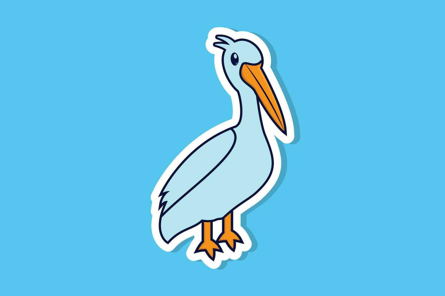süß Pelikan Vogel Karikatur Aufkleber Stil Vektor Illustration. Tier Natur Symbol Konzept. Vogel Logo Aufkleber Design Symbol.