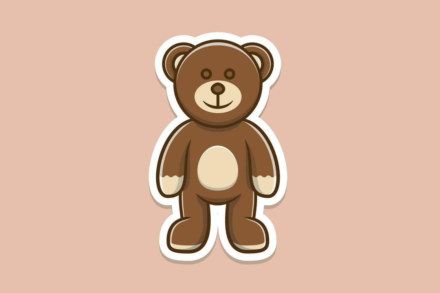 stående teddy Björn främre se klistermärke vektor logotyp design. djur- natur ikon design begrepp. Björn tecknad serie karaktär klistermärke design logotyp med skugga.