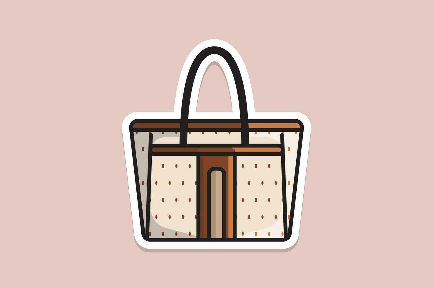 Luxus Frauen Handtasche oder Geldbörse Aufkleber Design Vektor Illustration. Schönheit Mode Objekte Symbol Konzept. Damen hell Leder Tasche, weiblich Mode Zubehör Aufkleber Design Symbol Logo.