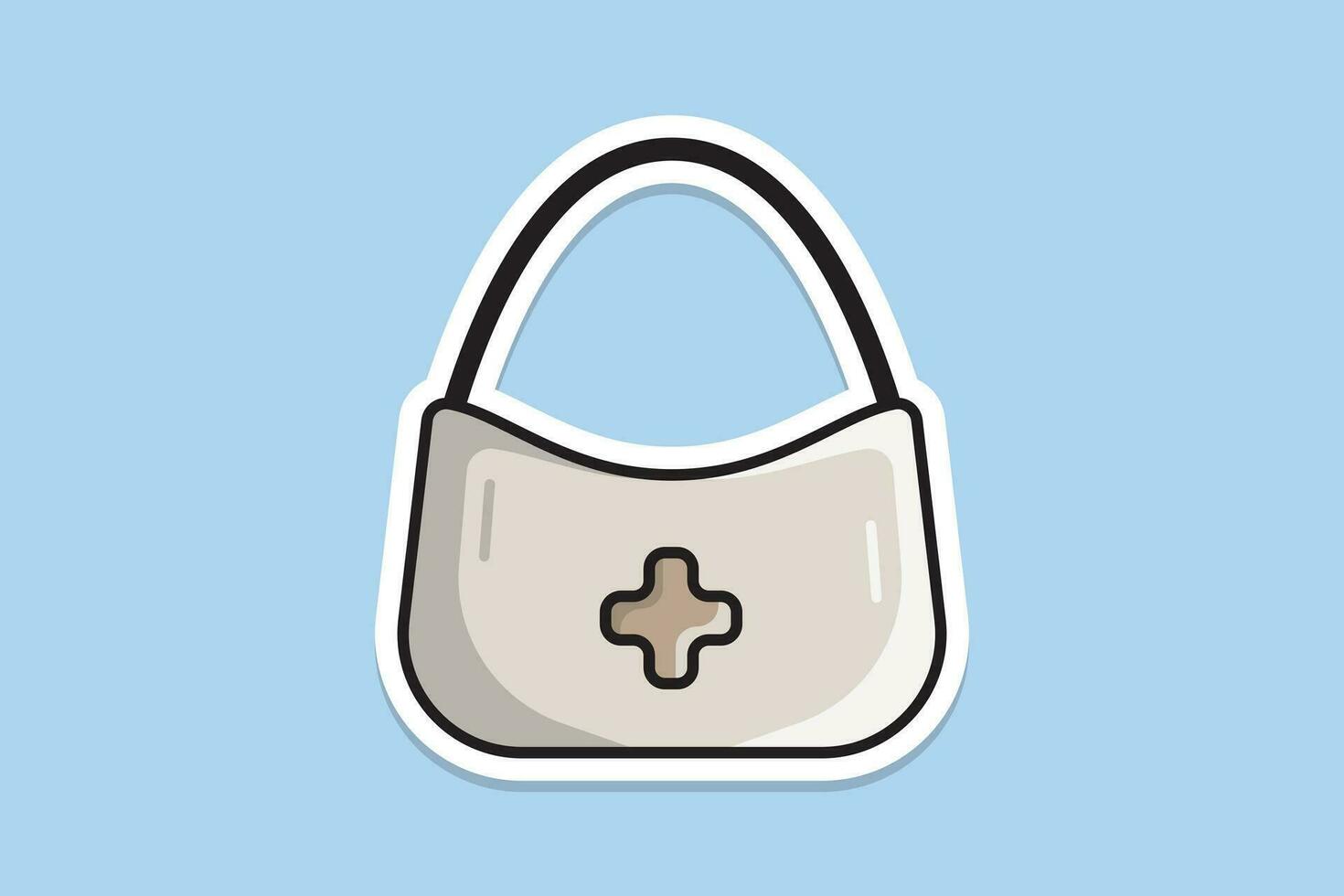 Mädchen schön Handtasche oder Geldbörse Aufkleber Design Vektor Illustration. Schönheit Mode Objekte Symbol Konzept. Neu Ankunft Frauen Party Geldbörse Aufkleber Design.