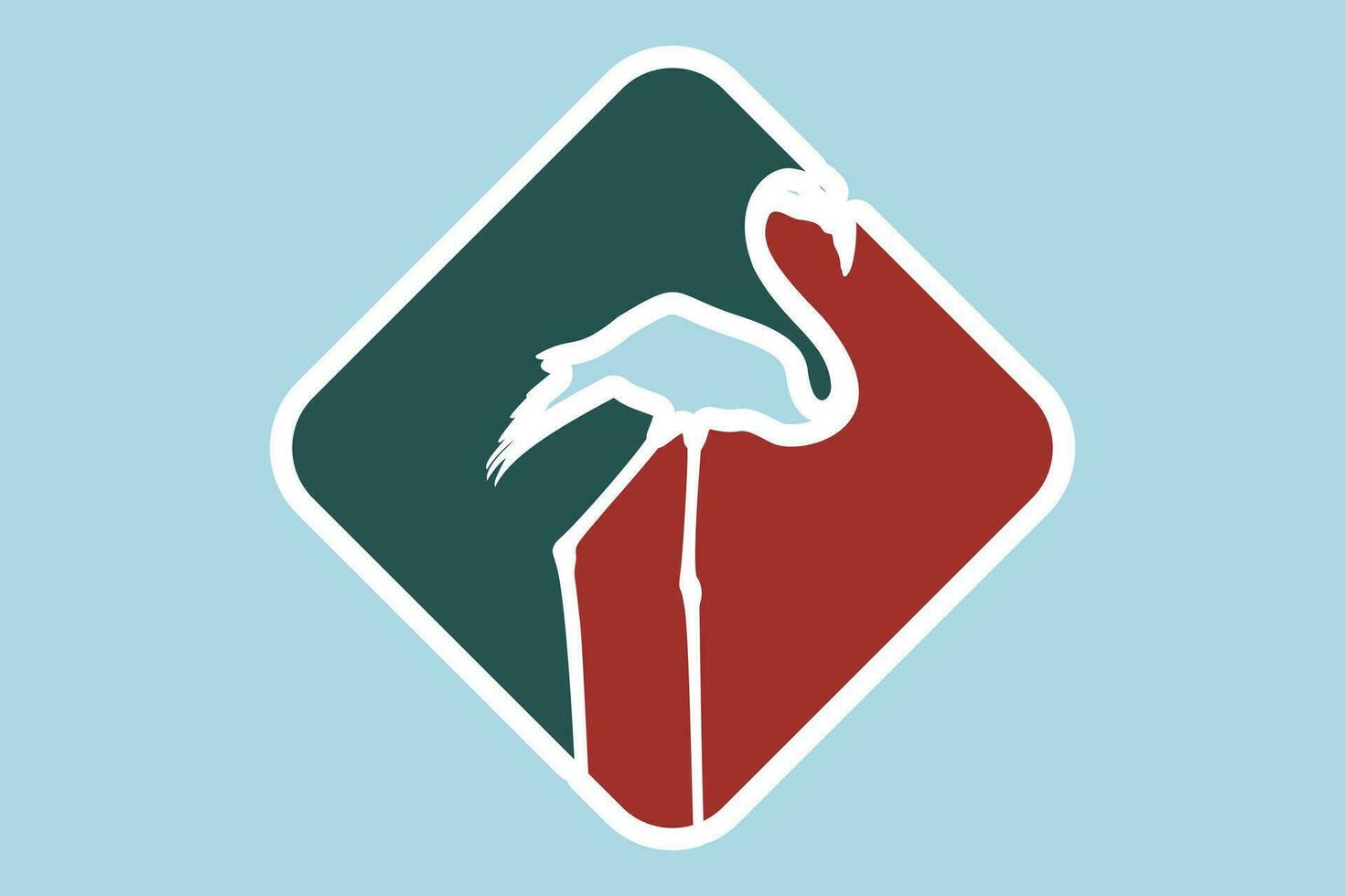 ikonisch Flamingo Logo Aufkleber Design. einsam Flamingo Vogel Symbol. exotisch Vogel. isoliert Flamingo auf Blau Hintergrund. vektor