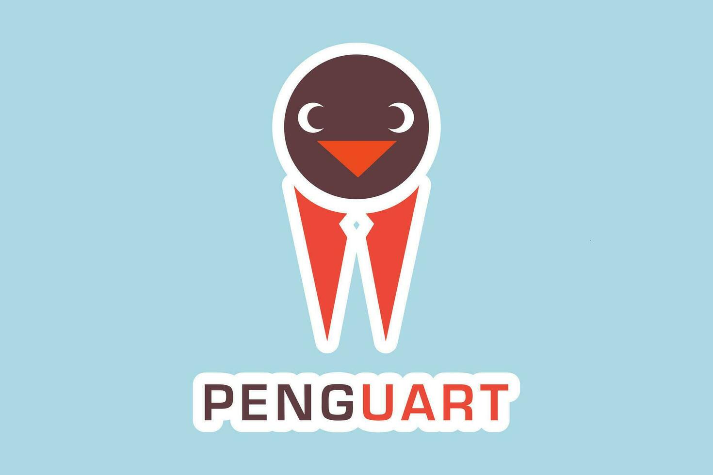 Pinguin mit Krawatte Aufkleber Vektor Logo Design. Pinguin Aufkleber Vektor Logo Design. Pinguin Symbol Vektor Design. Symbol Logo Illustration.