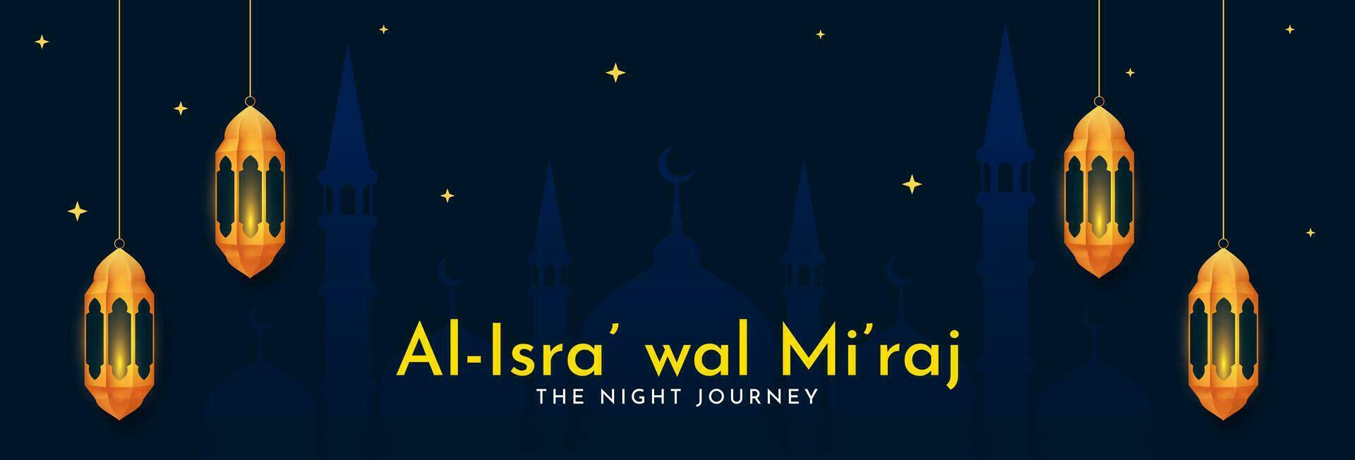 al-isra' wal mi'raj natt resa av de profet muhammed. islamic bakgrund design. baner, affisch, kort mall. vektor illustration