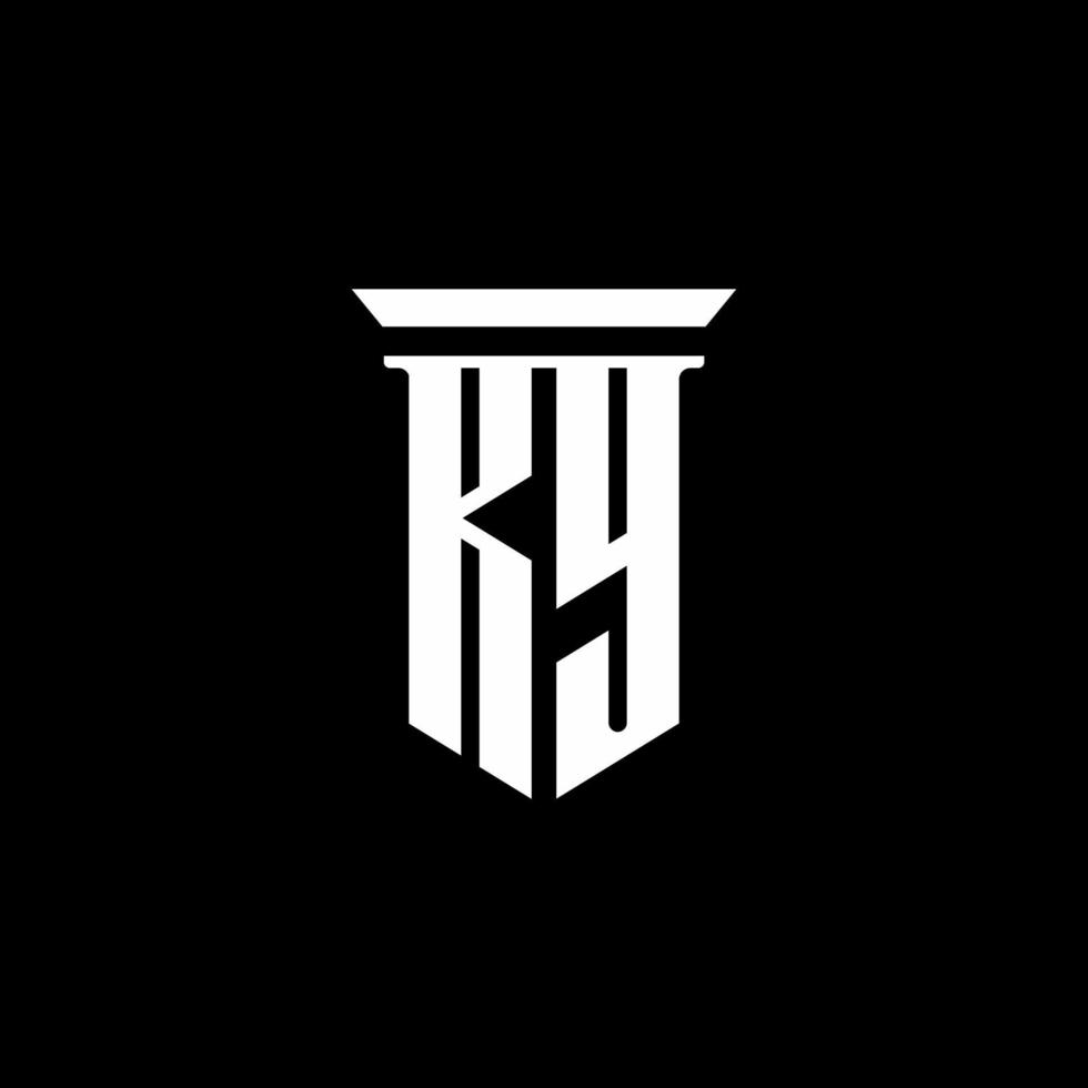 ky-Monogramm-Logo mit Emblem-Stil auf schwarzem Hintergrund isoliert vektor
