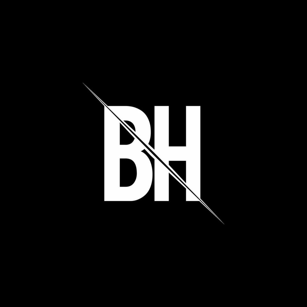 bh -logotypmonogram med formmall för snedstreck vektor