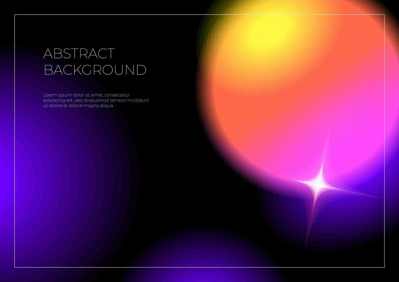 svart bakgrund med suddig neon gradienter, lysande geometrisk former med en holografiska ljus fläck effekt. trendig ljus trogen färgrik med slät lutning vektor