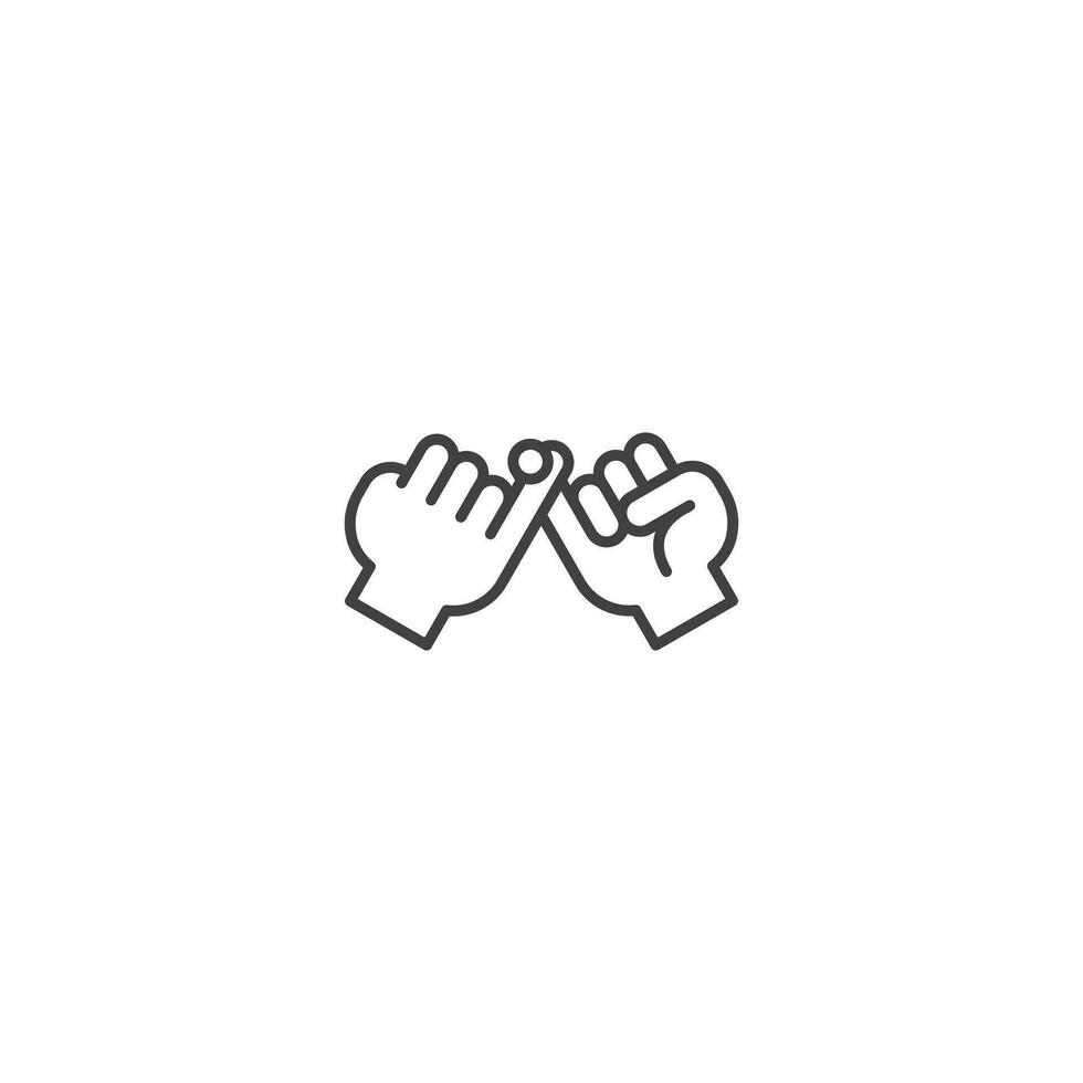 kleiner Finger versprechen Freundschaft, schwören Hand Geste. Vektor Gliederung Symbol Illustration
