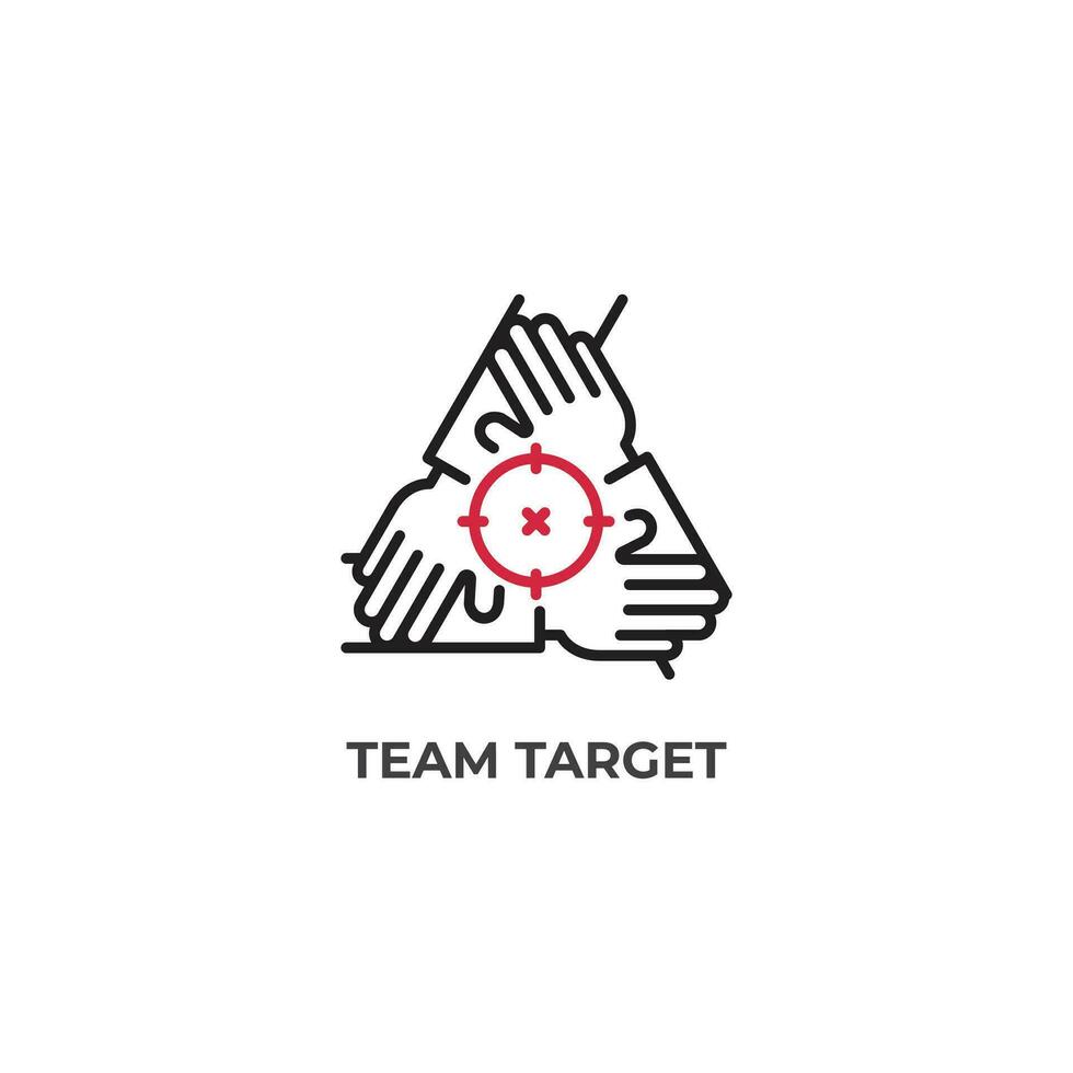 team mål, grupp lagarbete, enhet företag. vektor översikt ikon illustration