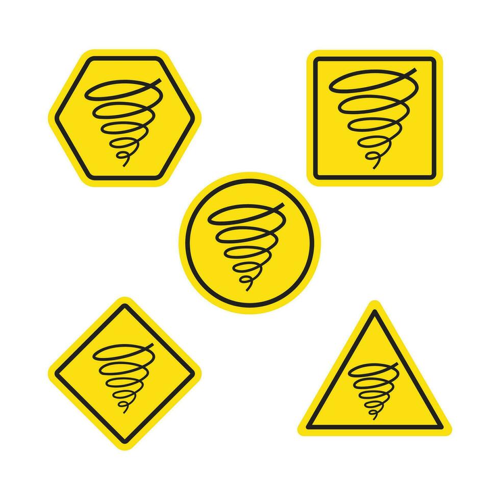 orkan, tornado gul varning tecken. vektor illustration