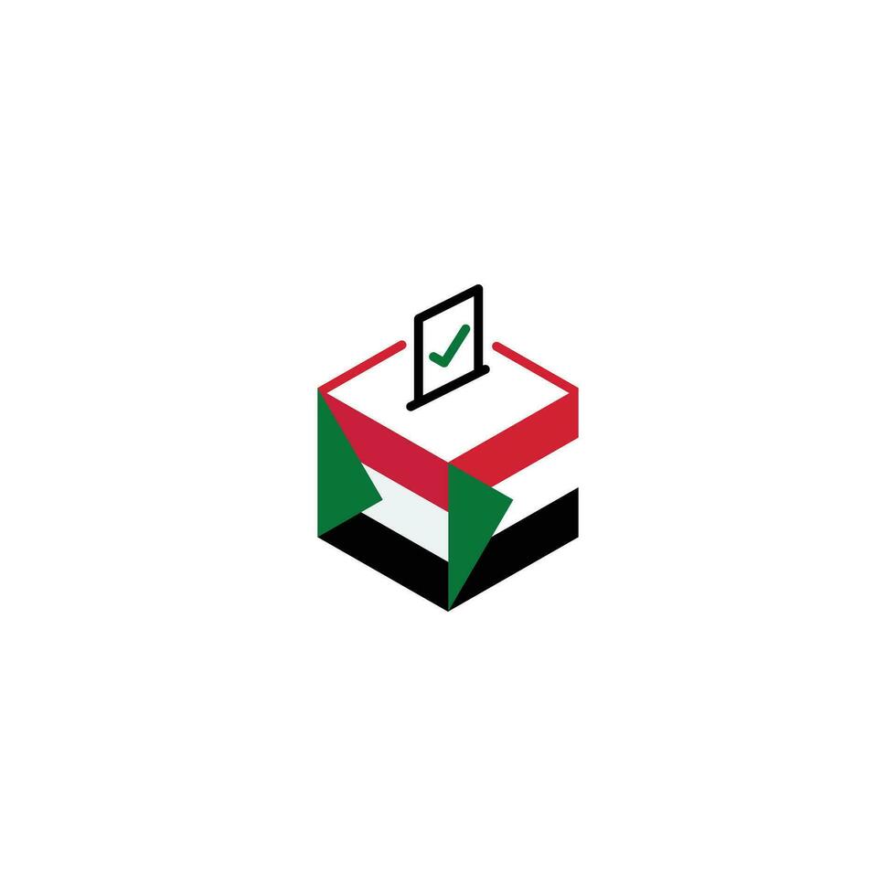 Sudan Wahl Konzept, Demokratie, Wählen Abstimmung Box mit Flagge. Vektor Symbol Illustration