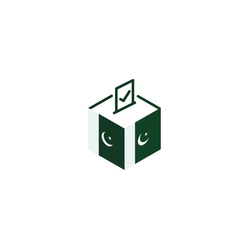 pakistan val begrepp, demokrati, röstning valsedel låda med flagga. vektor ikon illustration