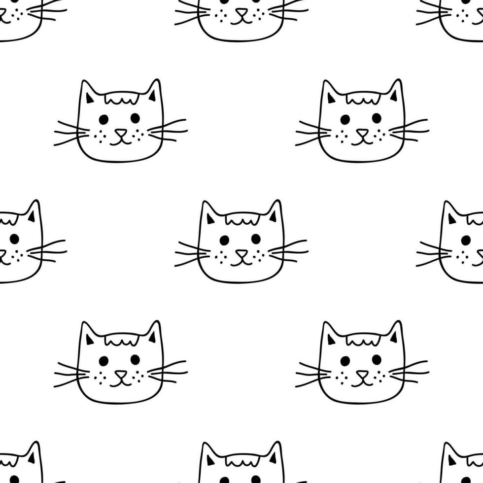 nahtlos Muster mit Katze Schnauze Gekritzel zum dekorativ drucken, Verpackung Papier, Gruß Karten, Hintergrund und Stoff vektor