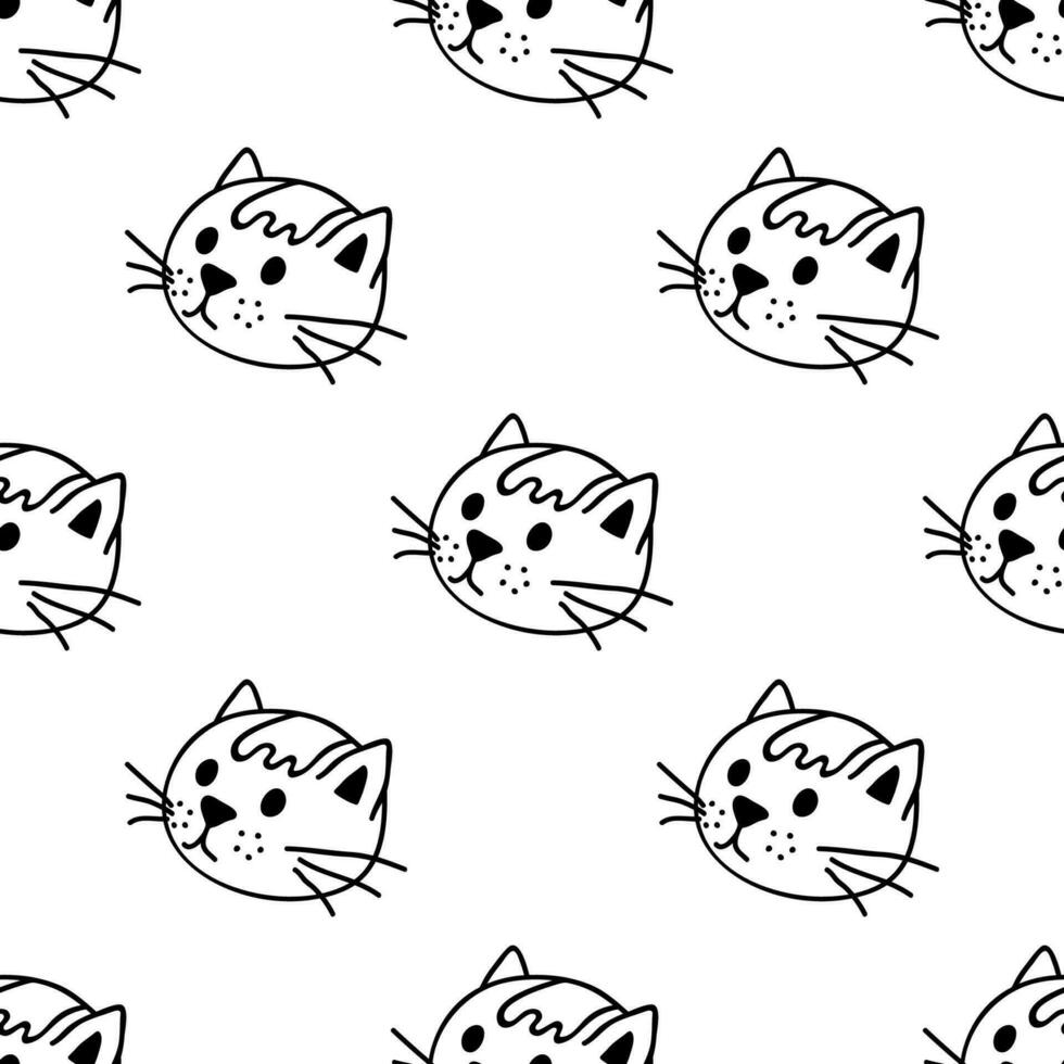 sömlös mönster med katt munkorg klotter för dekorativ skriva ut, omslag papper, hälsning kort, tapet och tyg vektor