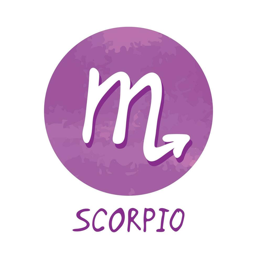 hand dragen scorpio zodiaken tecken i runda ram astrologi klotter ClipArt element för design vektor
