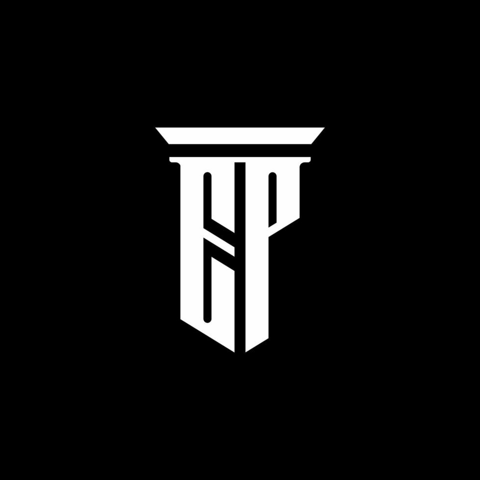 ep-Monogramm-Logo mit Emblem-Stil auf schwarzem Hintergrund isoliert vektor