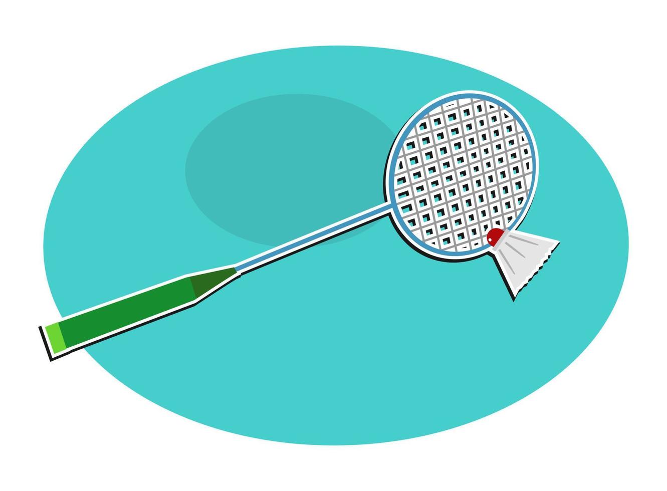 einfache Clipart-Badminton-Schläger- und Federball-Grafik vektor