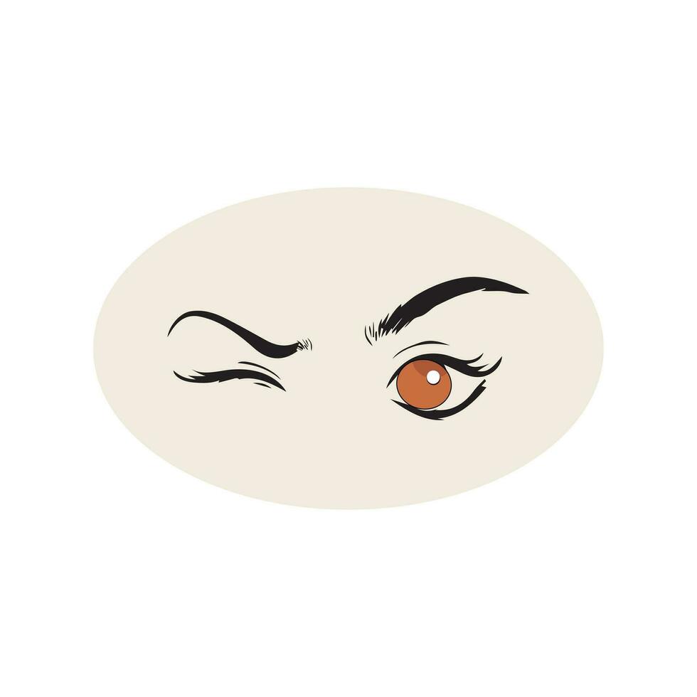 weiblich Augen Symbol mit Auge Augenbrauen. Illustration von Frau sexy luxuriös Auge mit perfekt geformt Augenbrauen und voll Wimpern. handgemalt Idee zum Geschäft Besuch Karte, Typografie Vektor. vektor