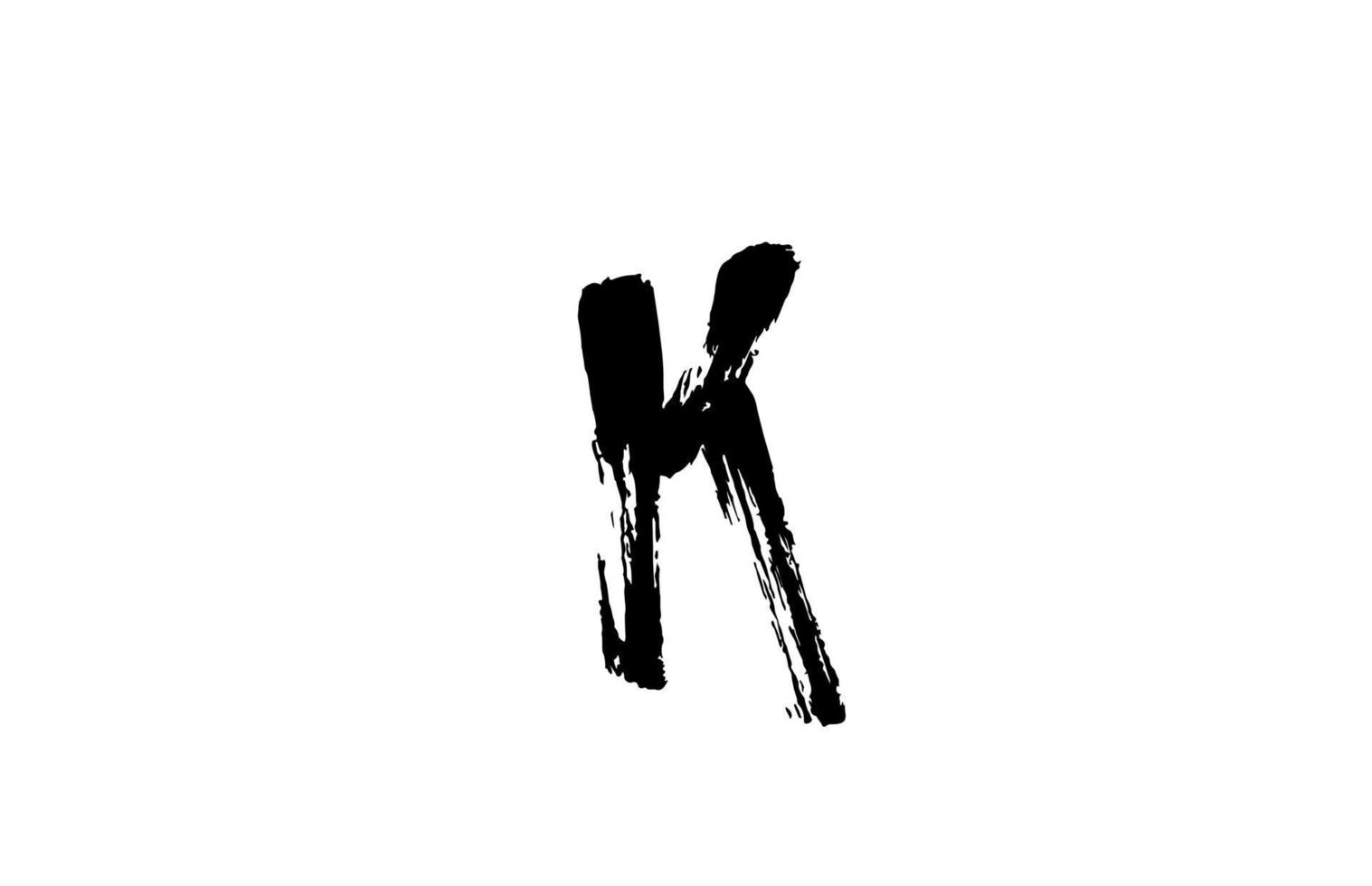 Grunge k Alphabet Buchstaben-Logo-Symbol. handgeschriebenes Vintage-Design. Schwarz-Weiß-Farbe für Unternehmen und Unternehmen vektor