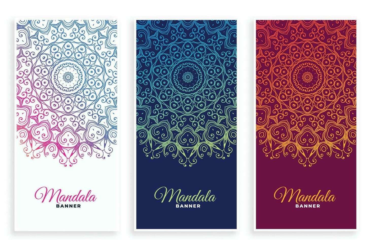 ethnisch Mandala Stil dekorativ Banner einstellen vektor