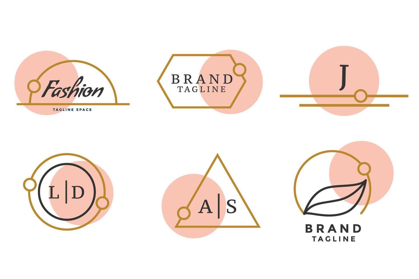 mode varumärke logotyper eller monogram uppsättning av sex vektor