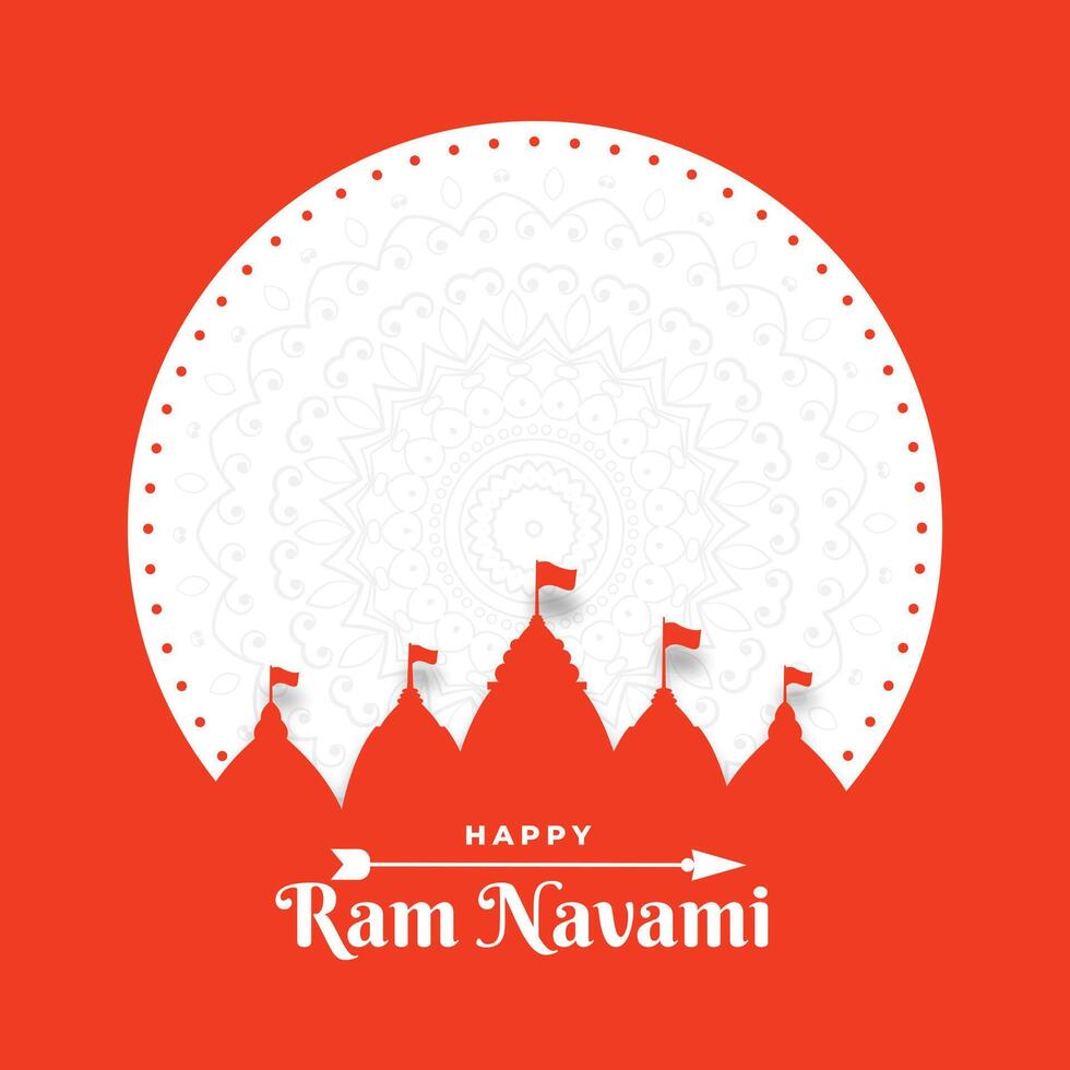 glücklich RAM Navami Festival Karte im eben Papier Stil vektor