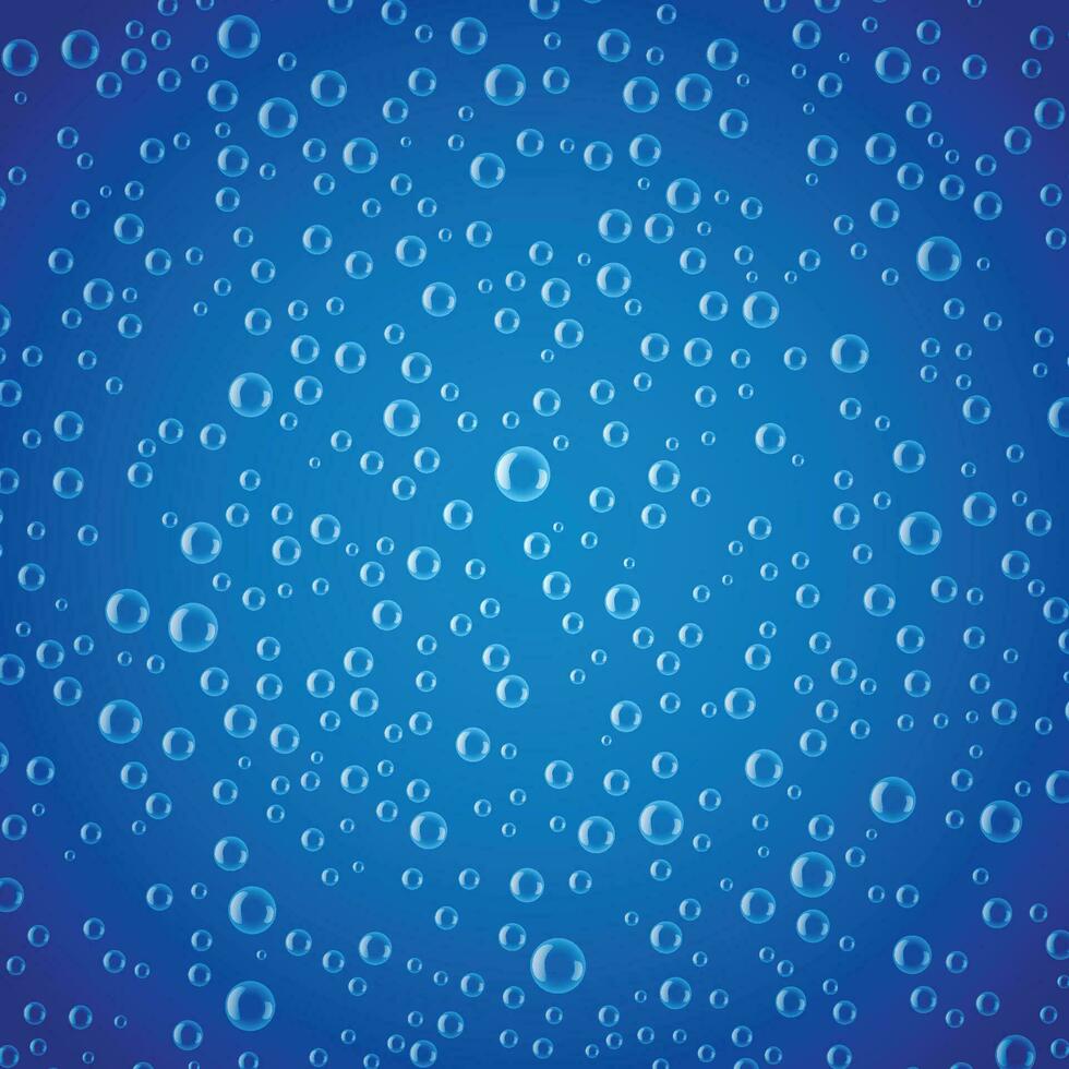 Regen fallen oder Wasser Luftblasen Blau Hintergrund vektor