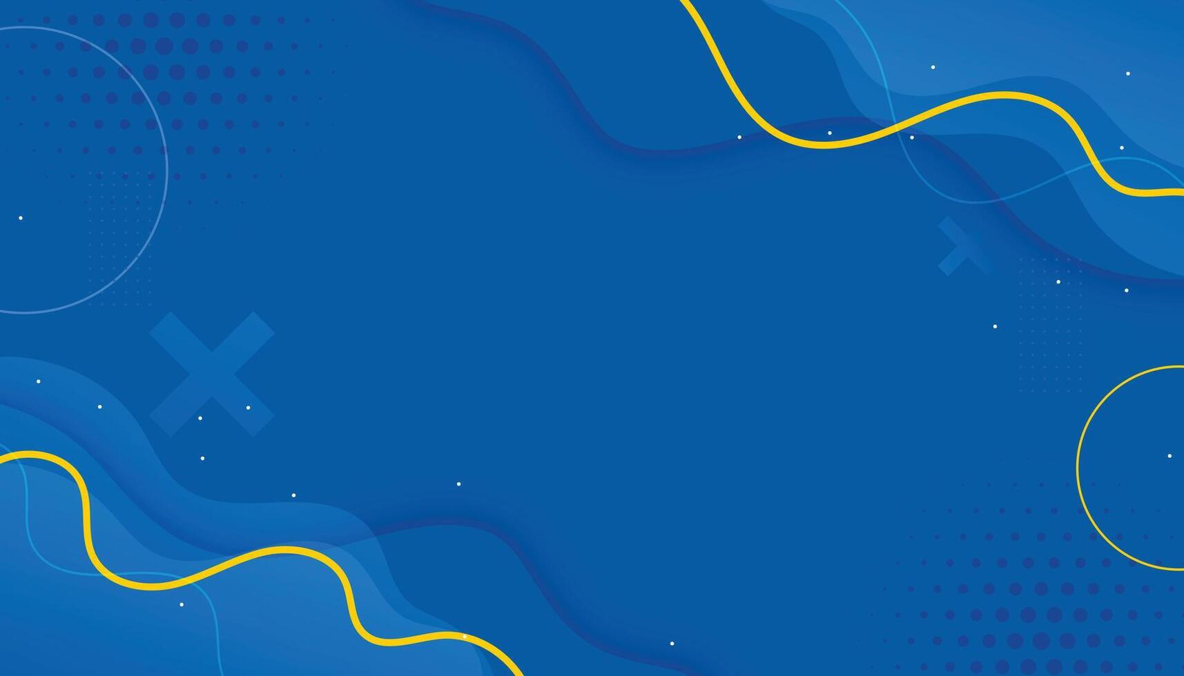 blå halvton memphis bakgrund med gul rader och cirklar former vektor